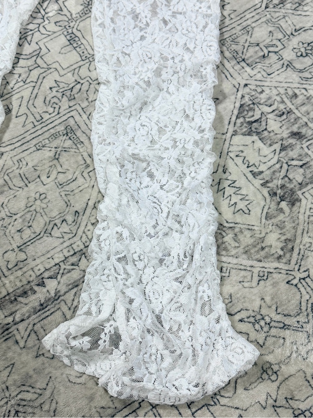 Rouge Collection White Ruched Lace Flare Pants 2X Sheer Beach Cover Up Boho - Picture 4 of 14